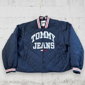 Tommy Jeans Quilted Varsity Jacket Womens XL Twilight Blue Full Zip
